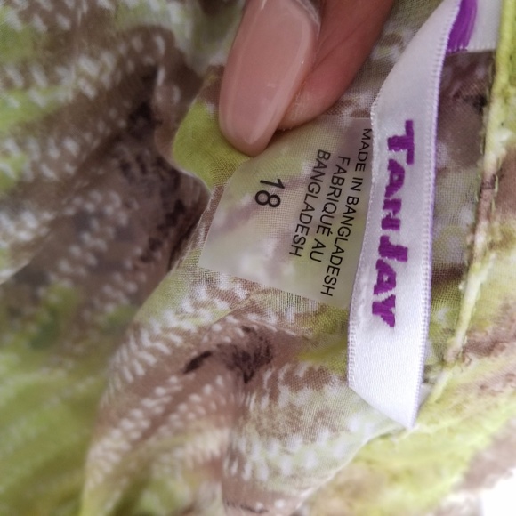 Tanjay Green, Brown Button Down Textured Sheer Top - Picture 6 of 6